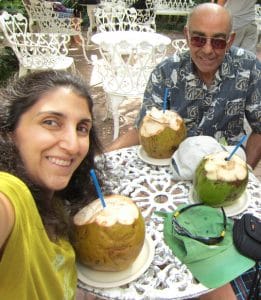 My Dad & I eating one of our favorite things in Mexico - fresh coconuts!